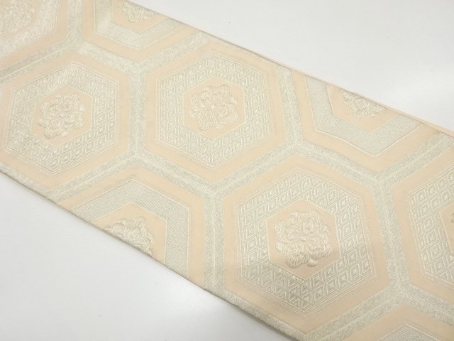 JAPANESE KIMONO / ANTIQUE FLORAL TORTOISESHELL PATTERN WOVEN FUKURO OB